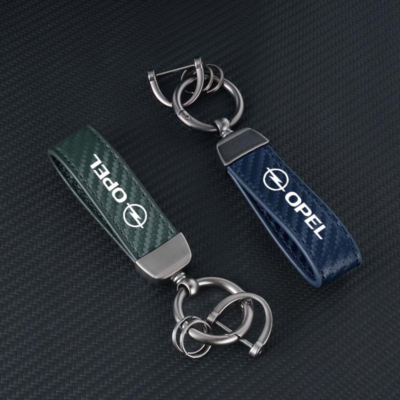 Carbon Fiber Car Keychain Key Chain Ring Metal Leather For Opel Insignia Zafira B Vectra C B Mokka Vectra Astra H G J Corsa D