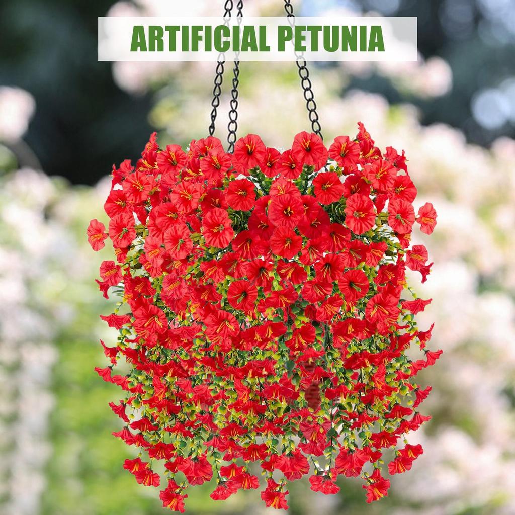 2Pcs Artificial Hanging Plants Fake Hanging Plant Faux Eucalyptus Leaf Greenery Vine Outdoor UV Resistant Plastic Plants