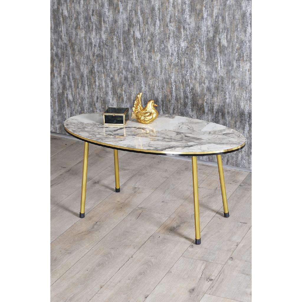 Coffee Table Bendir Ellipse Metal Leg Double Gold