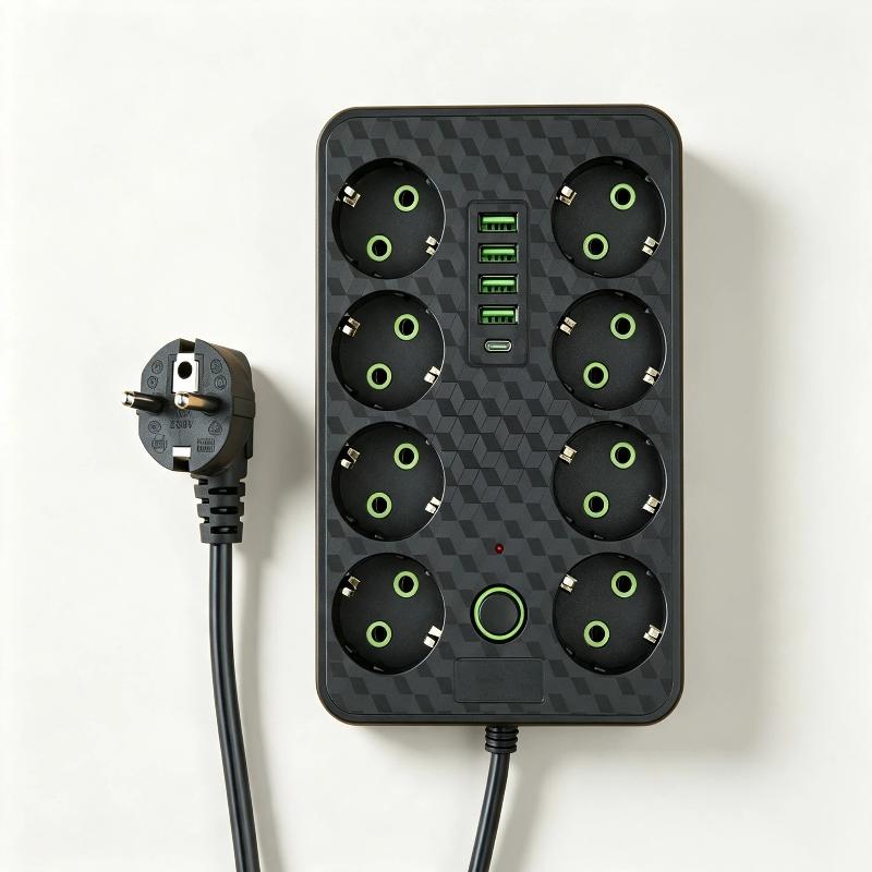 EU Plug Power Strip Multi AC Outlets Socket 2 Meters Extension Cord Overload Protection for Home Office