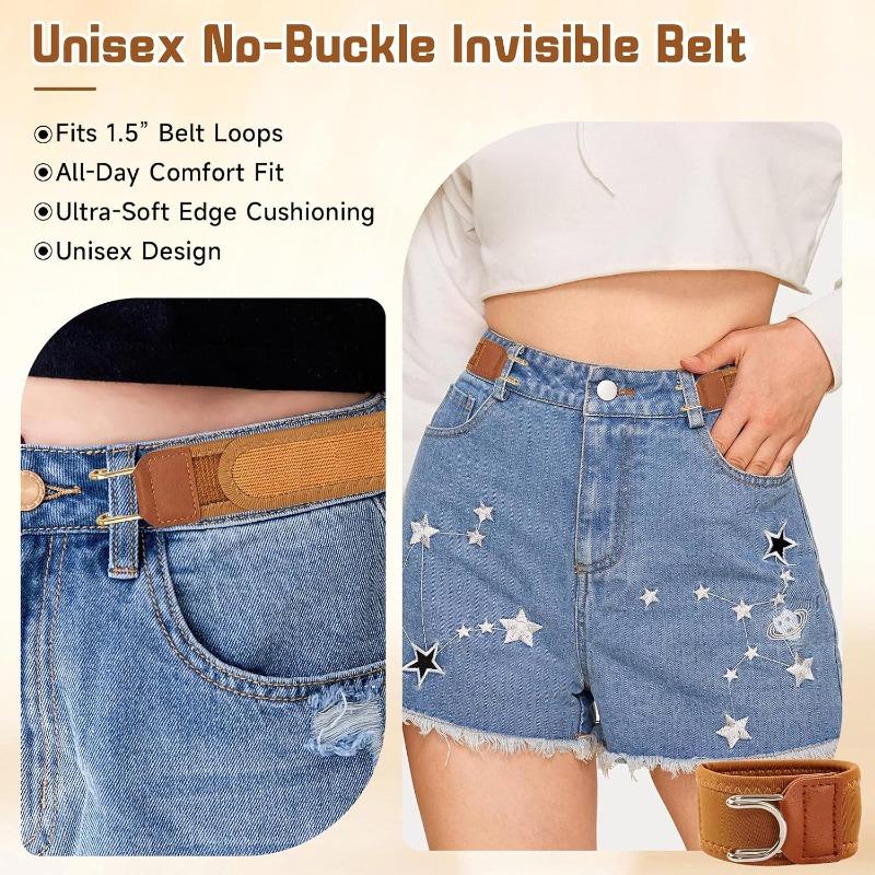 2PCS No Buckle Belts for Men, Buckless Belt for Men Women, Metal Hook Elastic Belt, Birthday Valentines Gifts for Him Her