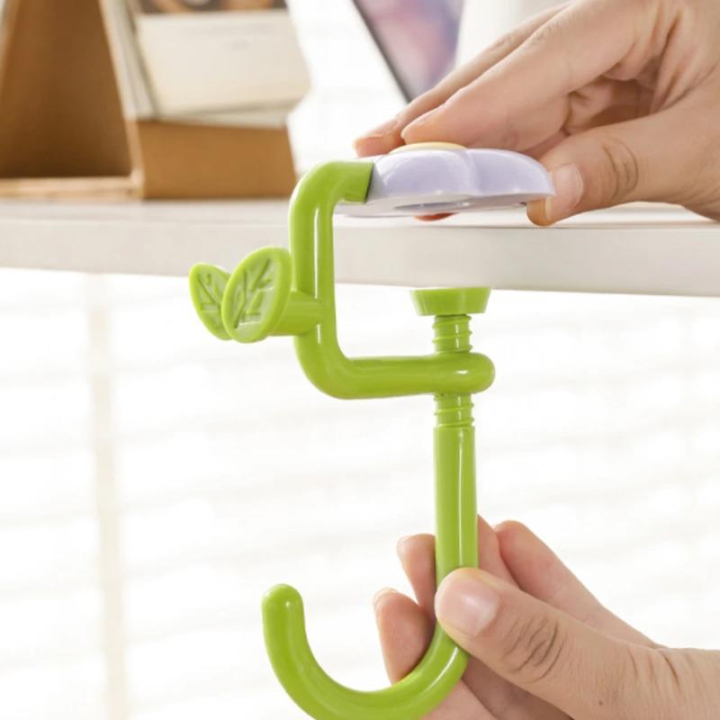 Flower Bag Hook No Drill Desk Hanger Portable Clamp for Table Edge Side Mount Organizer for Student School Classroom Desk