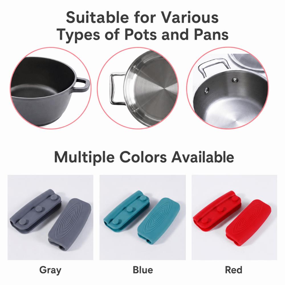 1Pair Heat Insulated Silicone Handle Cover Anti-scald Non-slip Pot Ear Sleeve Flexible Fit Food Grade Silicone Pot Handle Guard