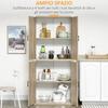 Kitchen Pantry in MDF Wood with 4 Adjustable Shelves and 4 Doors, 80x40x182 cm