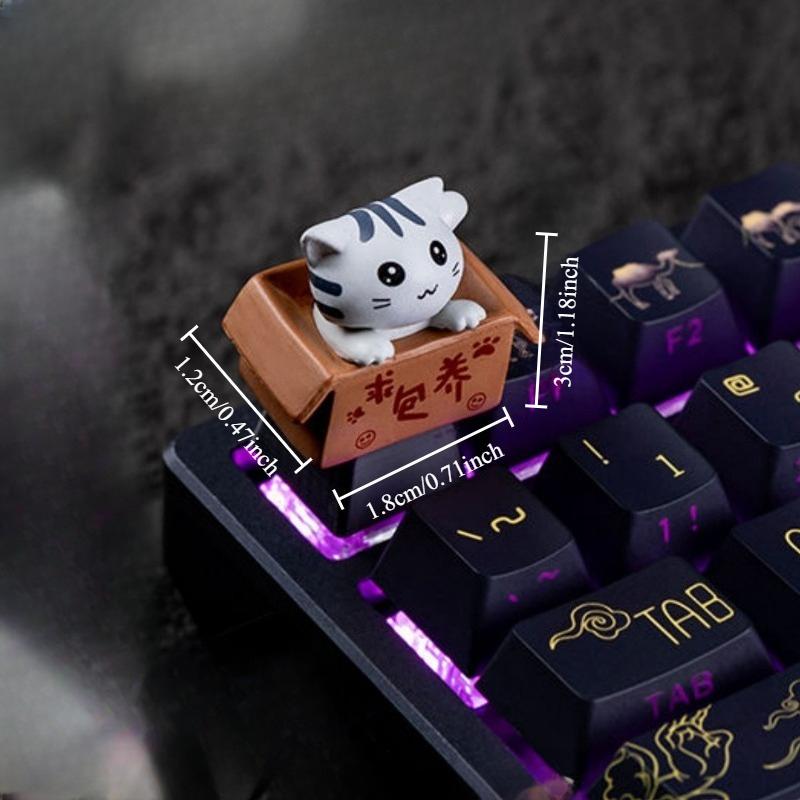 Cute Cat Resin Keycaps Personalized Cross Switch Compatible for Mechanical Keyboard DIY Replacement Accessories