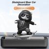 2 In 1 Cartoon Sliding Skateboard Bear Temperary Parking Number Plate Car Ornament with Magnetic Automobile Interior Decoration