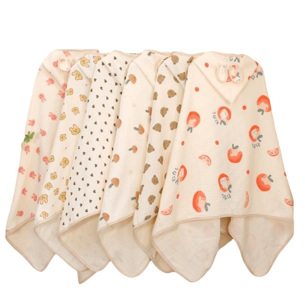 Soft Texture Pure Cotton Gauze Bear Printed Baby Swaddle Cloth  Baby Wrapping