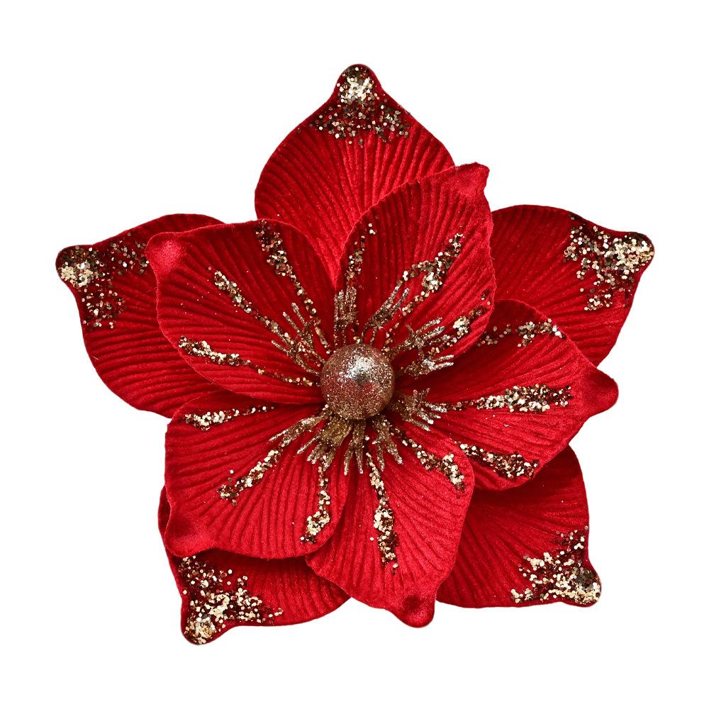 Gold Dust Christmas Flower Christmas Tree Ornament Accessories Christmas Wreath Ornament Christmas Decoration Flower Head False Flower