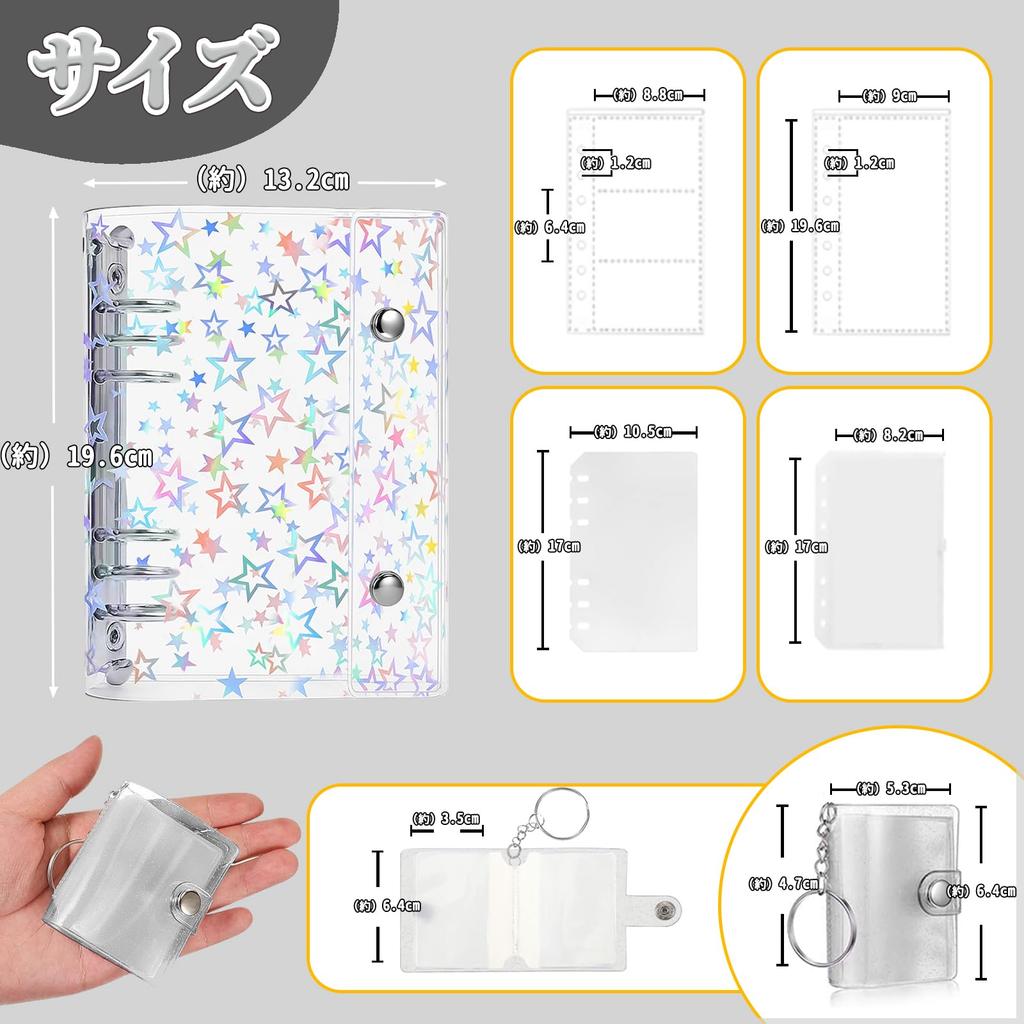 A6 Sticker Album for Girls, Transparent 6-Ring Binder with Removable Clear Pages, Large Capacity Mini Sticker Book Refill Sheets, PP Material