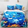 Underwater World Marine Animals Blue Ocean Comfortable Duvet Quilt Cover Pillowcase Bedding Set Bedroom Decoration Home Textile