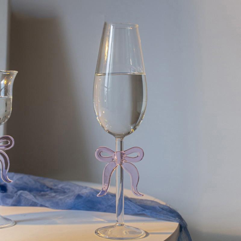 Элегантный розовый бант бокал для красного вина бокал флейта для шампанского креативный прозрачный бокал для вина из высокоборосиликатного стекла