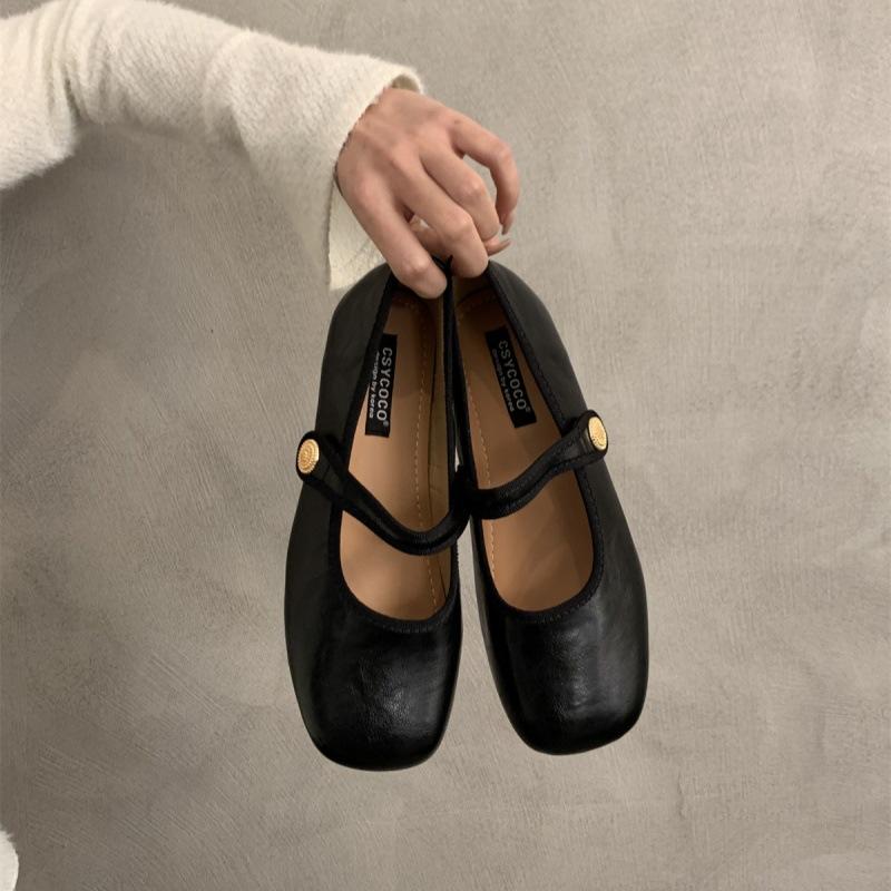 

Легкие туфли-лодочки красного цвета, женские, новые весенне-осенние, корейская версия, французский ретро-сказочный стиль, балетки, мягкие, плоские, Мэри Джейн 40 чёрный