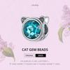 BAMOER Cute Cat Gem Bead 925 Sterling Silver Prívesok so vzorom kryštálovej hviezdy pre originálny náramok na náramok pre domácich majstrov