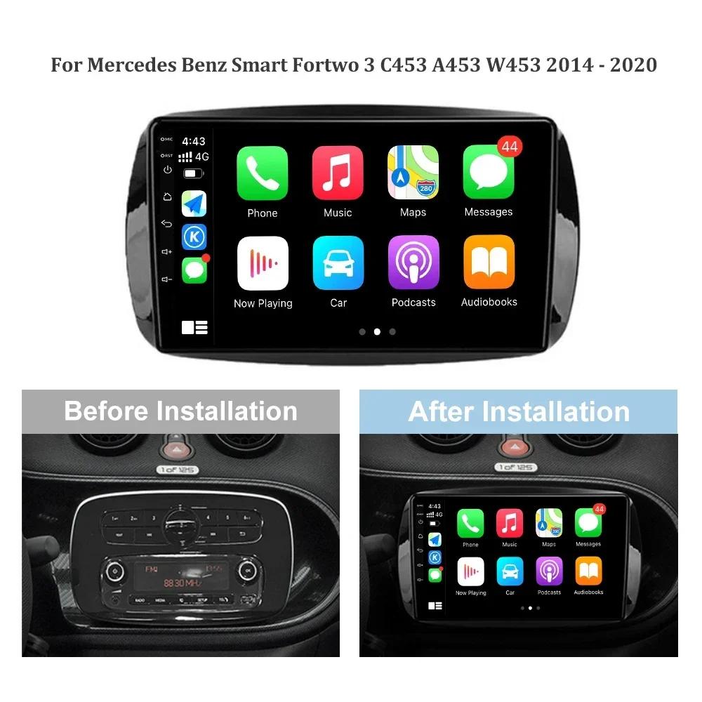 For Mercedes Benz Smart Fortwo 3 C453 A453 W453 2014 - 2020 Car Radio Wireless Carplay Multimedia Video Player Navigation DSP BT