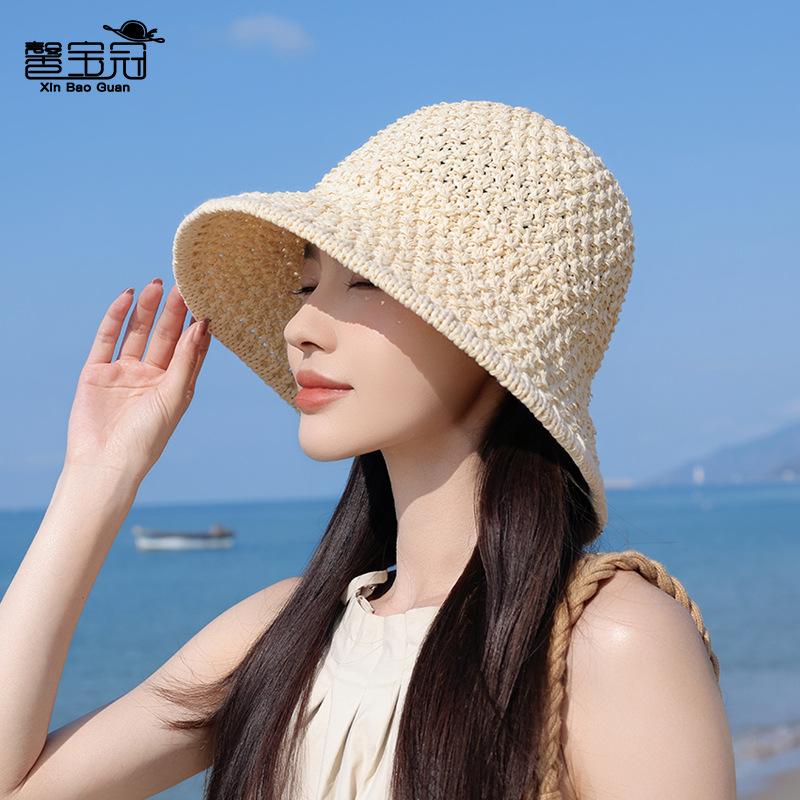 Summer sunscreen hat women's outdoor leisure bucket hat showing face small sunshade bucket hat travel versatile breathable basin hat