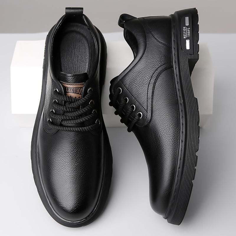 Men's Leather Shoes British Platform Casual Derby Shoes Men's Dress Wedding Tooling Low Top Martin Boots