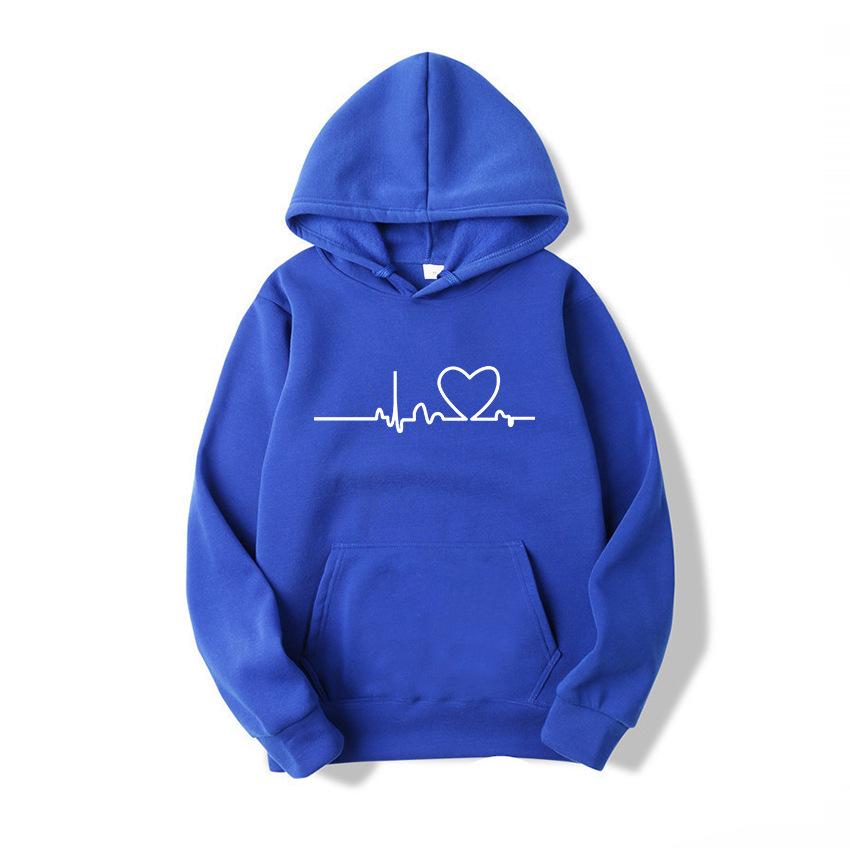 Trendy Cross-Border Couple Hoodies: Autumn/Winter Velvet Print with Kangaroo Pocket