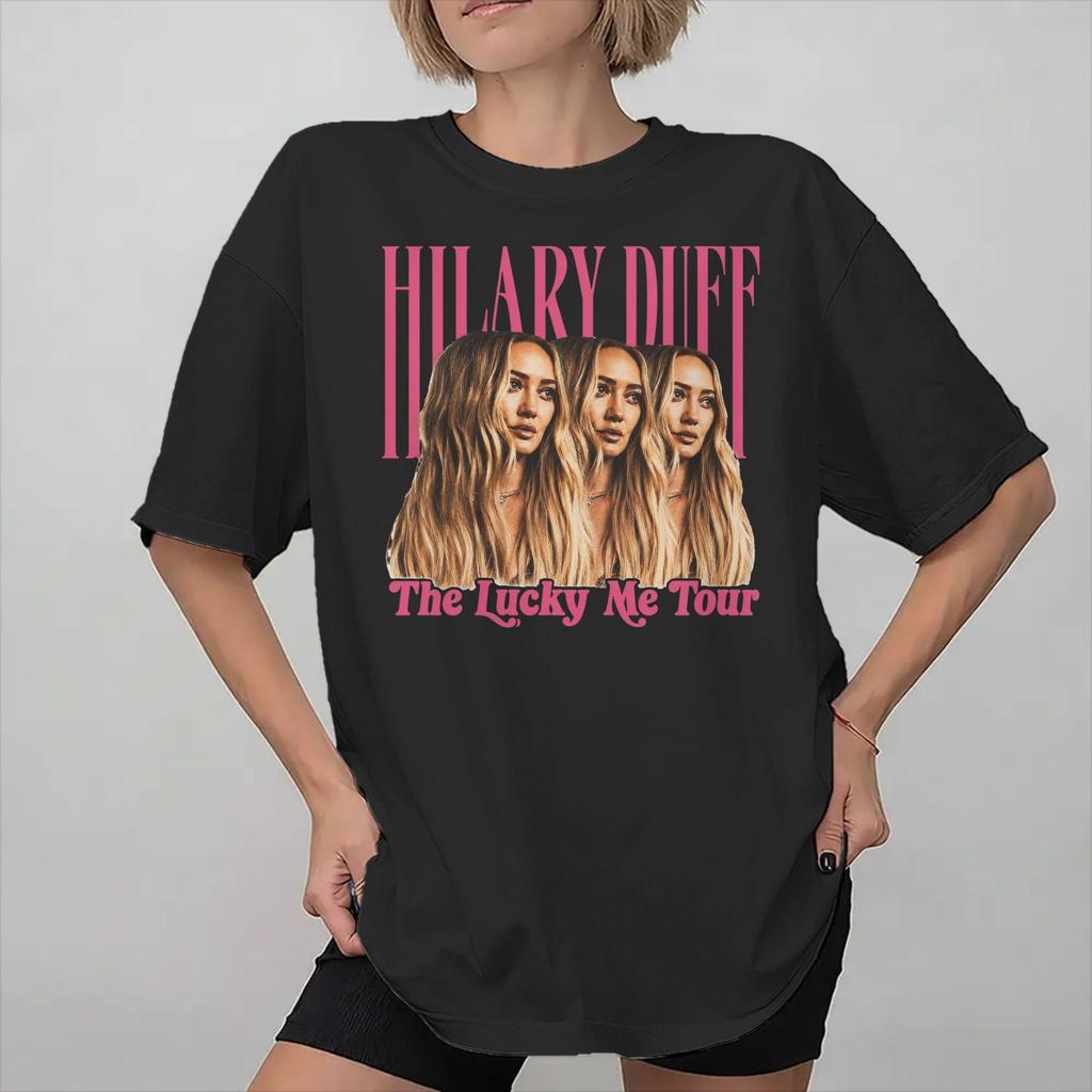 Hilary Duff Lucky Me Tour 2026 Printed T Shirts Women 100% Cotton Tee Shirt Clothes