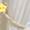 Boho Macrame Cotton Curtain Tieback, No Drill Linen Curtain Strap, INS Beige Curtain Holder for Bedroom/Living Room