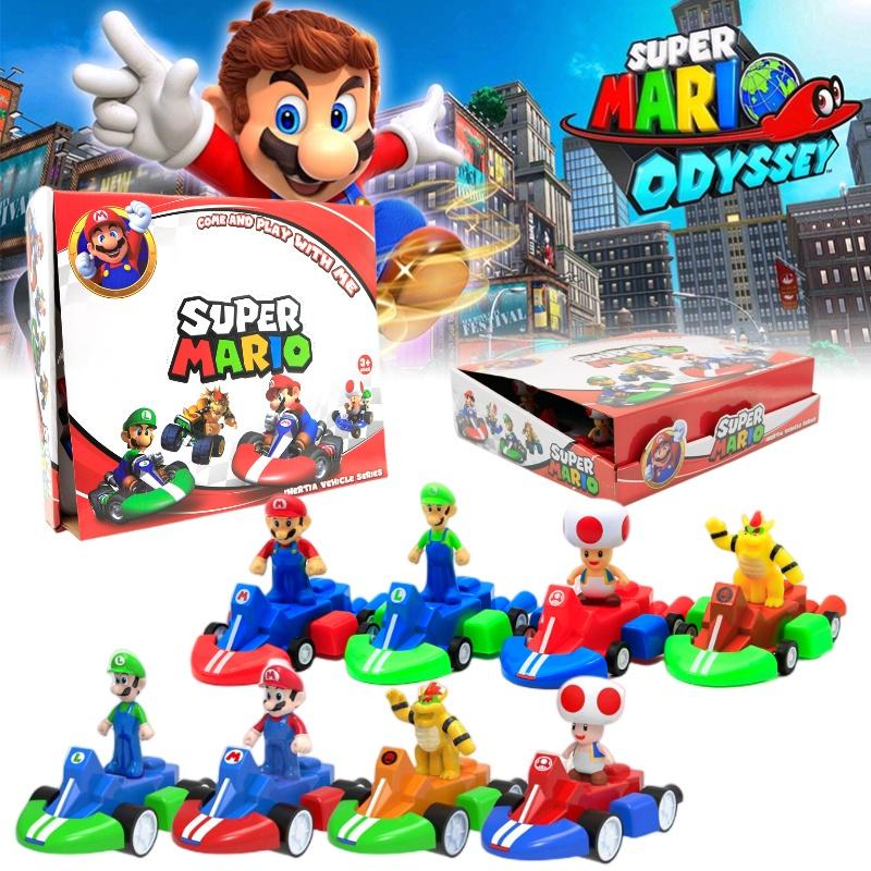Super Mario Pull-back Kart Toy Model Display Box Interactive Racing Car For Kids
