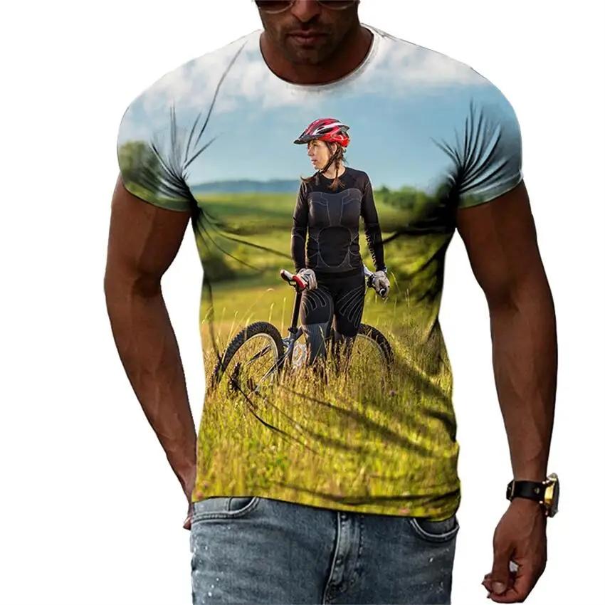 Neuer Trend Sommermode Fahrrad Herren T-Shirt Lässiges Print T-Shirt Hip Hop Personalisiert Rundhals Kurz Großes Oberteil