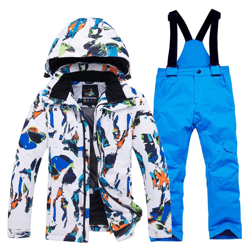 New ski suit boys and girls outdoor sports warm children's tops and pants trendy