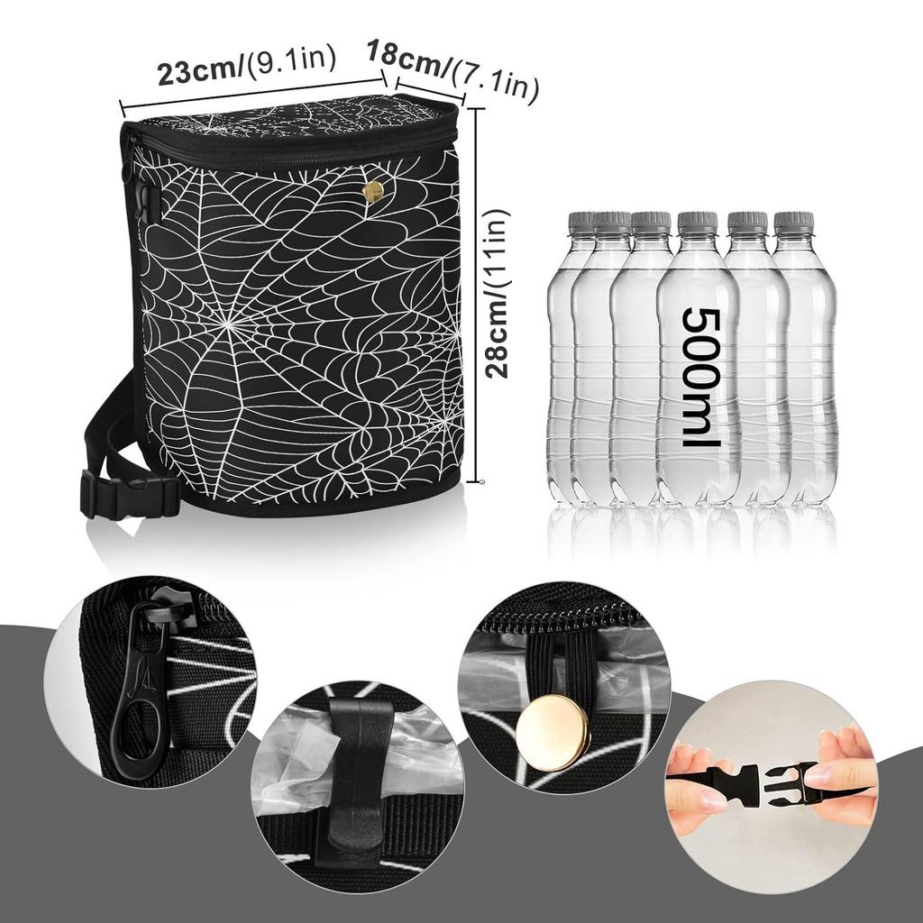 Halloween Gray Spider Web Car Trash Can with Lid Waterproof Leak Proof Car Trash Bag Car Garbage Can for Headrest SUV Truck