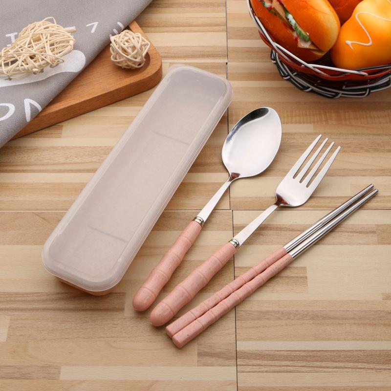 Stainless Steel Tableware Set Spoon Fork Chopsticks Gift Tableware Three-piece Set