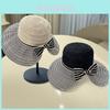 Striped Pattern Sun Protection Straw Hat With Large Brim For Women Summer Beach Casual Sun Hat