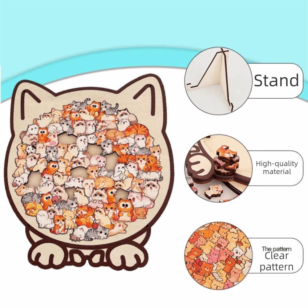 Tierpuzzle Katze Holzpuzzle Hund Einzigartiges unregelmäßiges Puzzle Katzenförmiges Puzzlespiel Geburtstag Weihnachten Geschenke