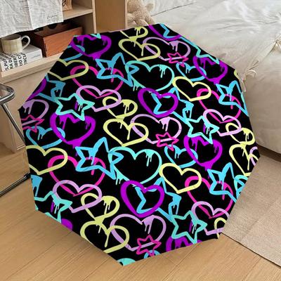 1pc Heart Star Pattern Umbrella Design Automatic Opening and Closing Umbrella, High-quality Travel Umbrella, Lightweight and Portable, -13