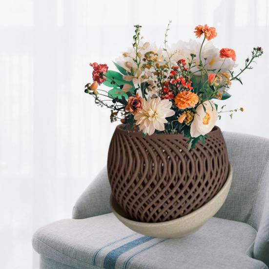 3D Printed Flower Pot Lightweight Plant Pot with Drainage Holes Orchid Planter with Saucer for Indoor Outdoor Plants Garden Home Decor