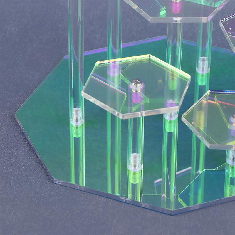 Hexagon Acrylic Display Stand 7 Layer Tiered Showcase Rack Detachable Transparent Holder For Figurine Jewelry Cosplay Collection