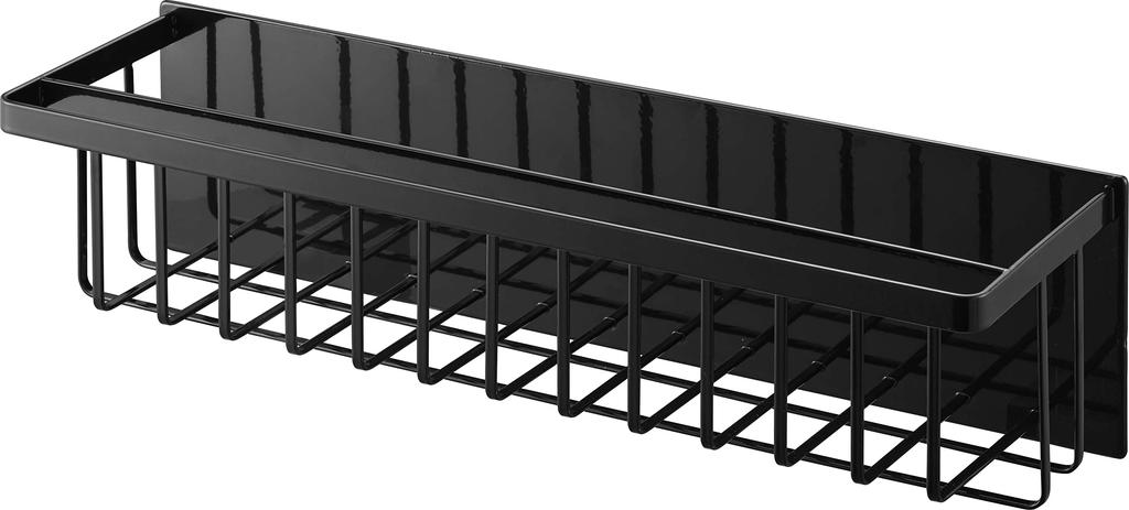 Yamazaki Jitsugyo Magnetic Bathroom Basket Wide Black X X H12cm Tower Bathroom Rack with Hook Depth Slim Floating Storage 3770 Approx. W44.3 D12.3