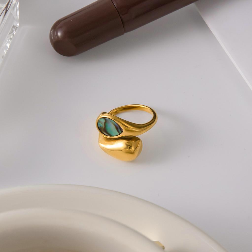 Youthway Minimalist Water Drop Shape Shell Rings For Women  Gold Plated Stainless Steel Rings Simple Fashion Jewelry Gift