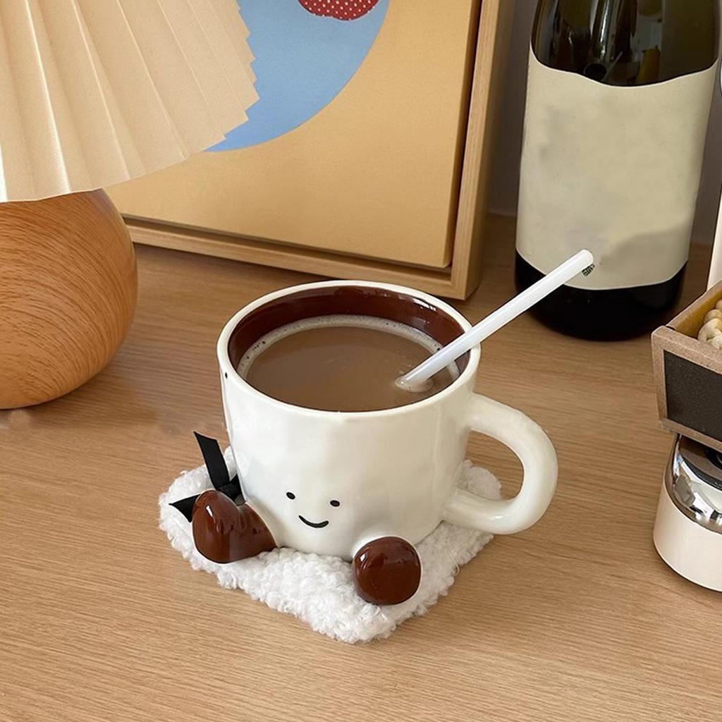 Entzückende Keramik-Kaffeetasse Füße Tasse Getränkebehälter Lustige Latte Milch Tasse Niedliches Lächeln Keramiktasse Fußförmige Tasse