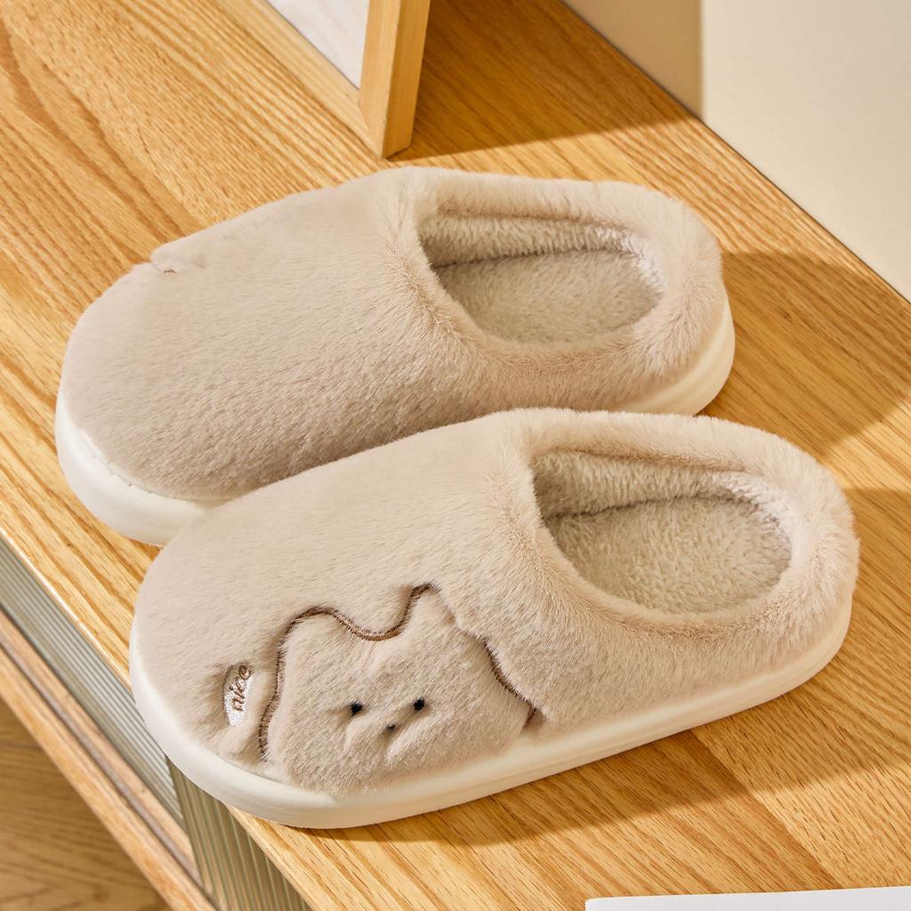 Winter Kitten Cotton Slippers Thick-bottomed Non-slip Piled Slippers Warm Couple Fluffy Slippers
