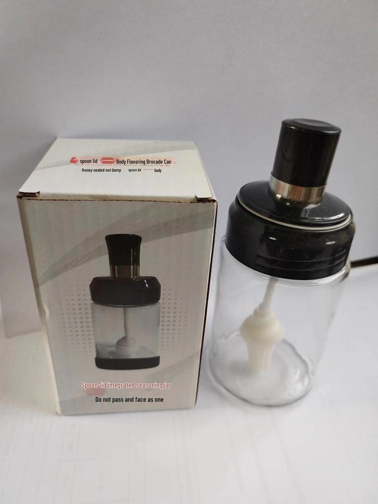 Moisture-Proof Glass Seasoning Jar with Spoon