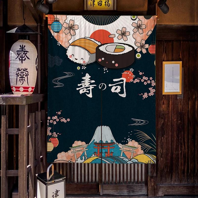 Japanese Homestay Tea Room Partition Door Head Curtain Signboard Hanging Flag Curtain Teahouse Sakura Short Curtains Decor