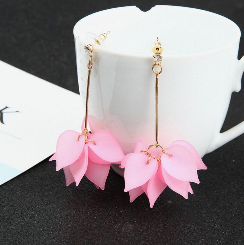 Big Blooming Flower Pendants Women's Earrings Plastic Korean Dangle Earrings boucle d'oreille brincos Wholesale Ear Zircon