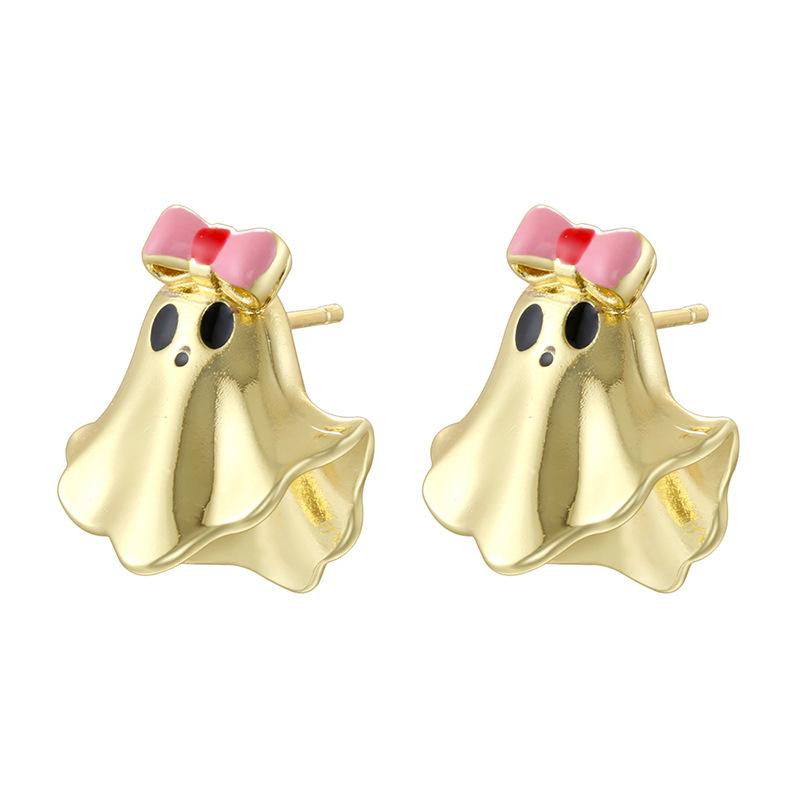 Pumpkin Grimace Ghost Stud Earrings Fun Funny Halloween Spider Web Earrings Ve1701-1705