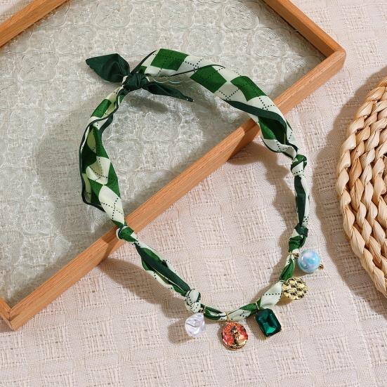 Women Scarf Necklace Convertible Printed Scarf Chocker Necklace Scarf with Flower Faux