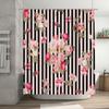 Floral Shower Curtain Botanical Flowers Pattern Waterproof Bathroom Decor Vintage Style Washable Fabric Curtain Nature Art