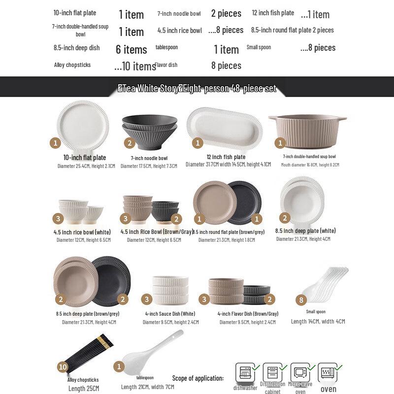 LIU Tea White Story 48-Piece Ceramic Dinnerware Set