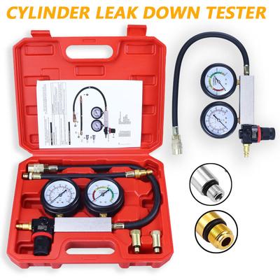 Kit de teste de compressão do motor para teste de vazamento de cilindro, medidores de pressão duplos, detector de compressão do motor do cilindro do carro