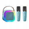 Zestaw Karaoke Bezprzewodowy Przenośny 2X Mikrofon + Głośnik Bluetooth Rgb