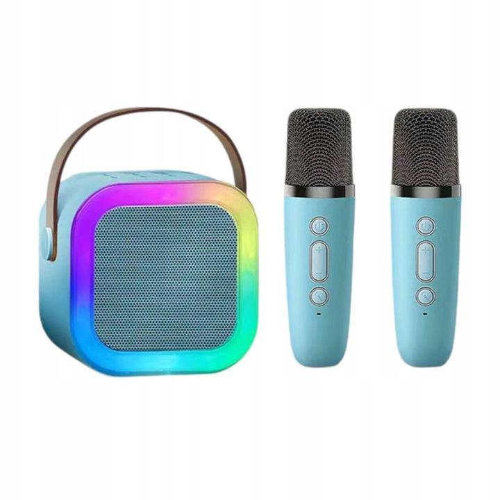 Zestaw Karaoke Bezprzewodowy Przenośny 2X Mikrofon + Głośnik Bluetooth Rgb