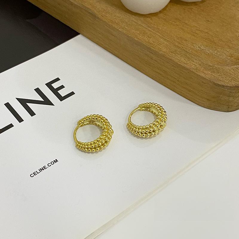 

Ретро зернистые круглые наушники-вкладыши для женщин, модные индивидуальные серьги высокого класса дизайна