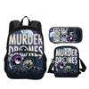 Murder Drones Round Front Bag Backpack Pen Bag Shoulder Bag 3Pcs Set Versatile  Boy or Girl School Birthday Best Gift