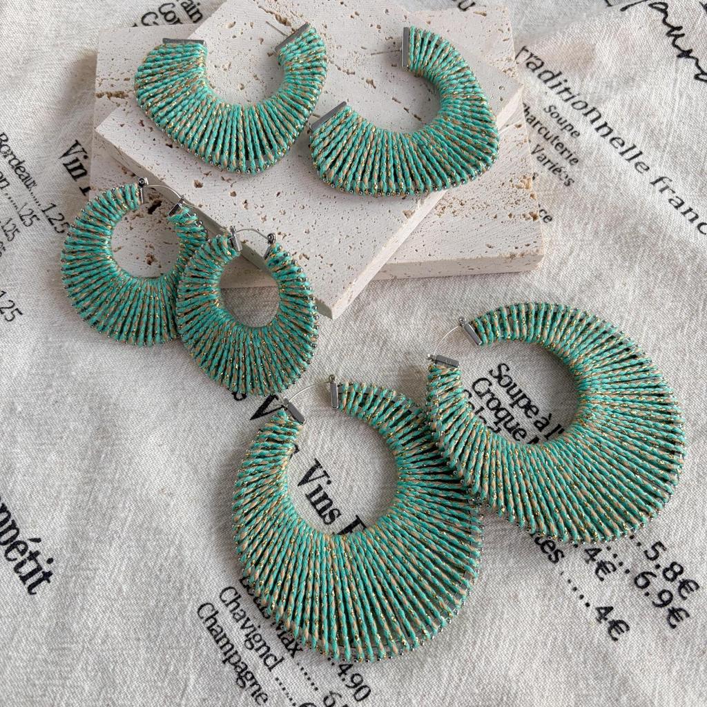 2025 Colorful Braided Wire Earrings: 925 Silver Needle, Niche Design, Light Luxury, European & American Retro Style.